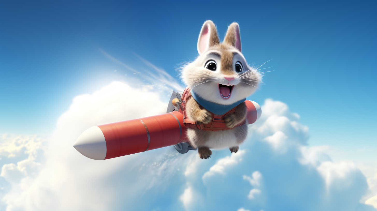 Cute rabbit riding a remarkable rocket