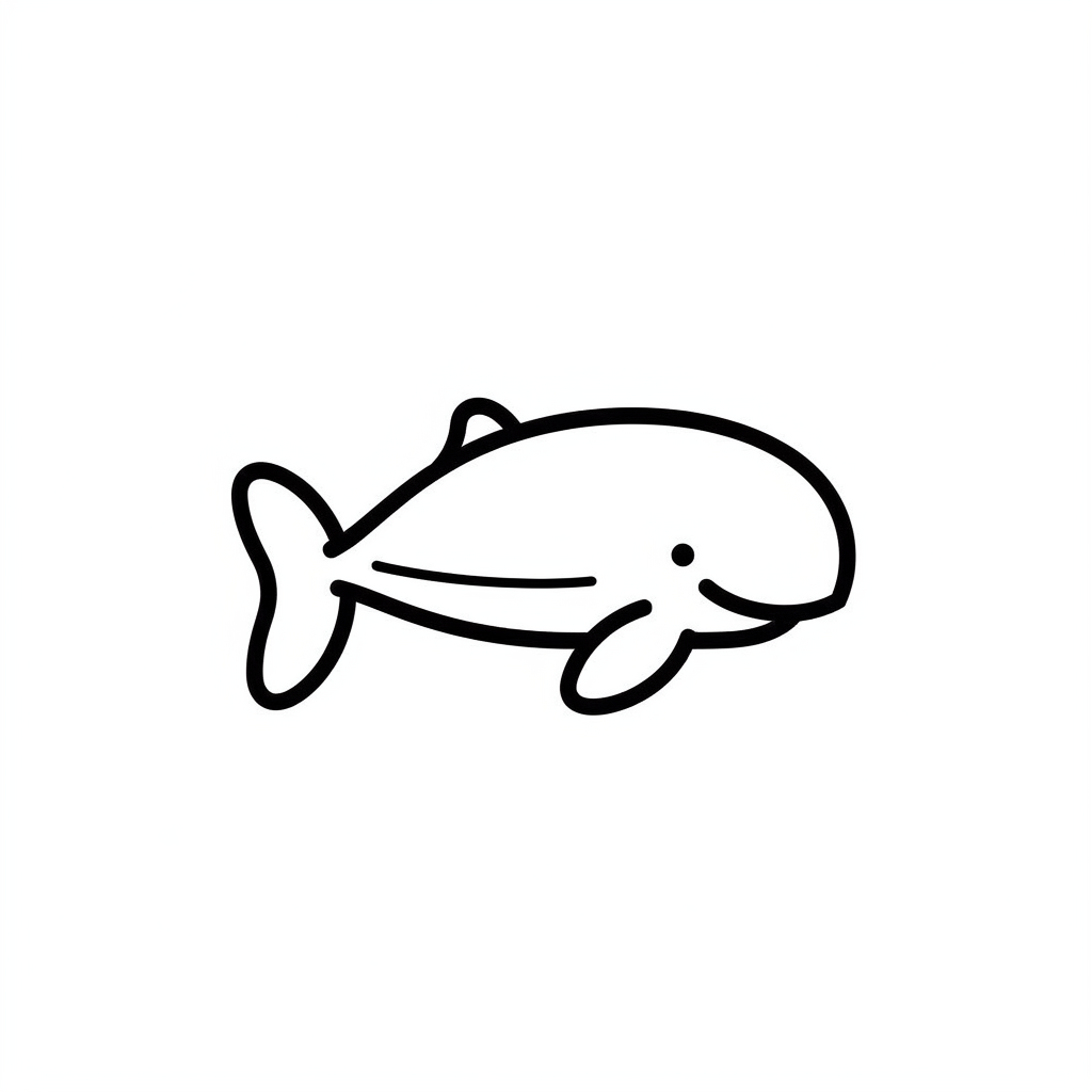 Minimal outline of a cute whale icon