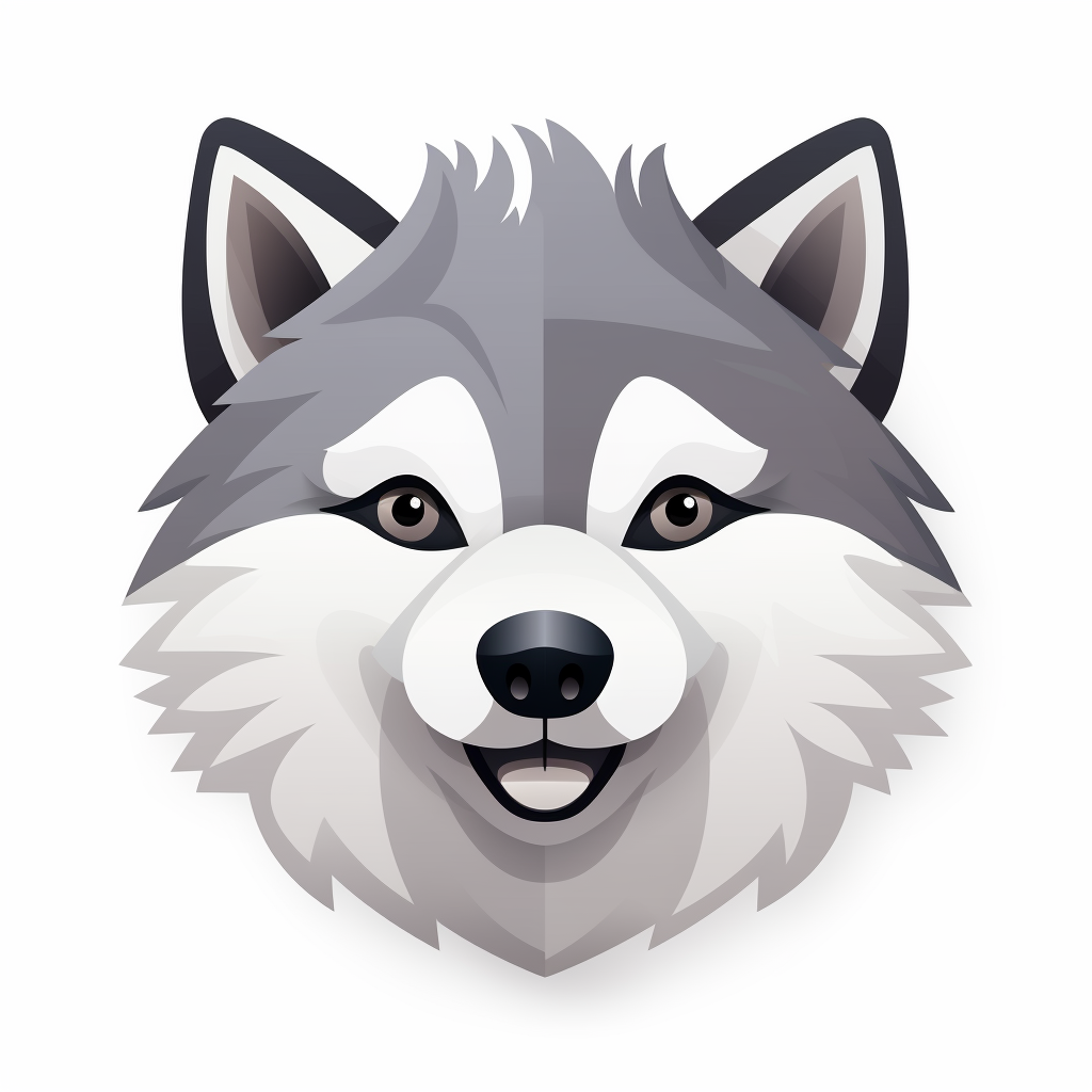 Cute wolf emoji on white background