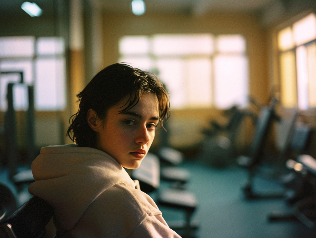 Cute 24-year-old woman in hotel gym