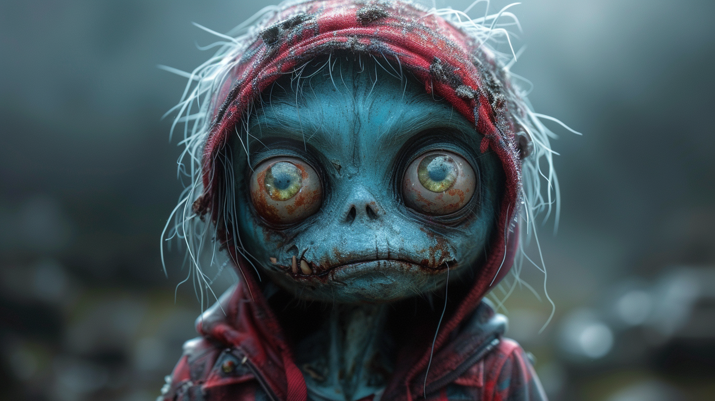 Cute zombie cartoon with disheveled clothes