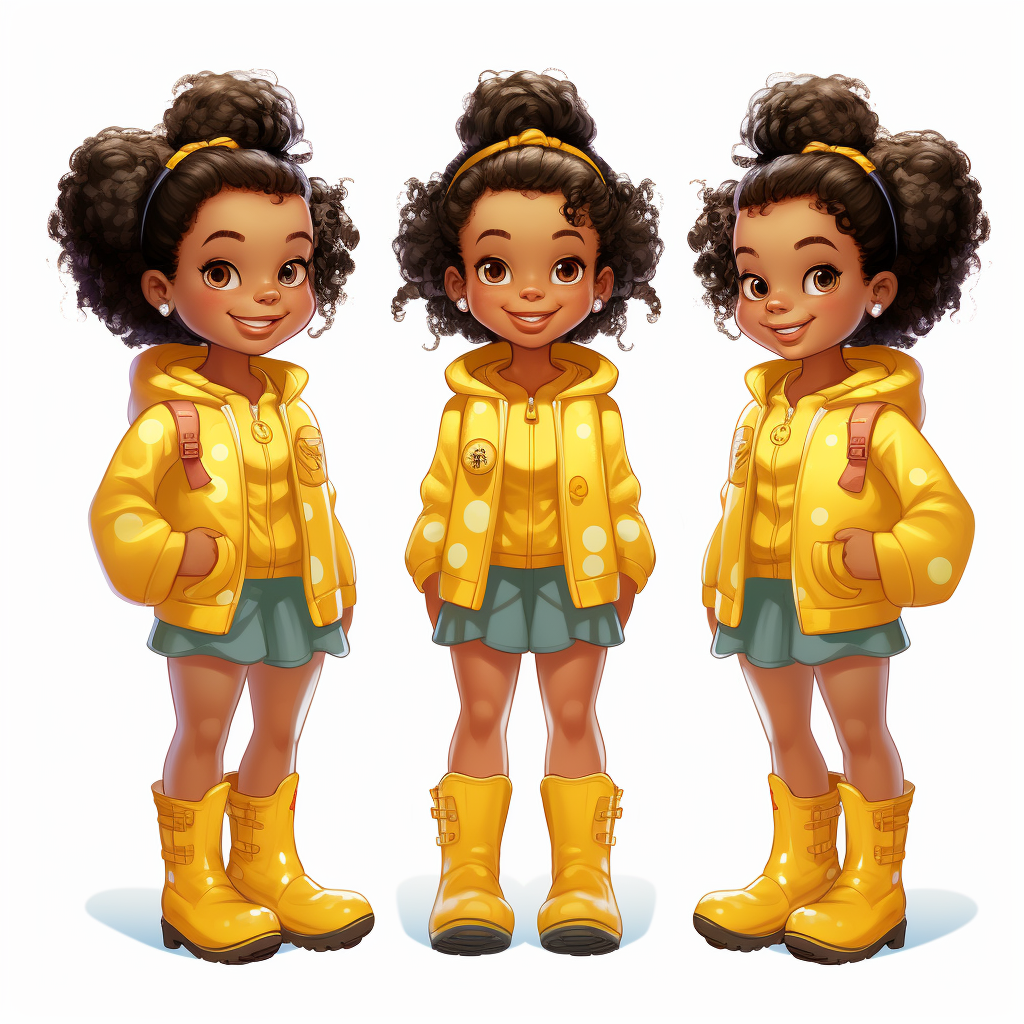 Smiling girl in yellow rainboots