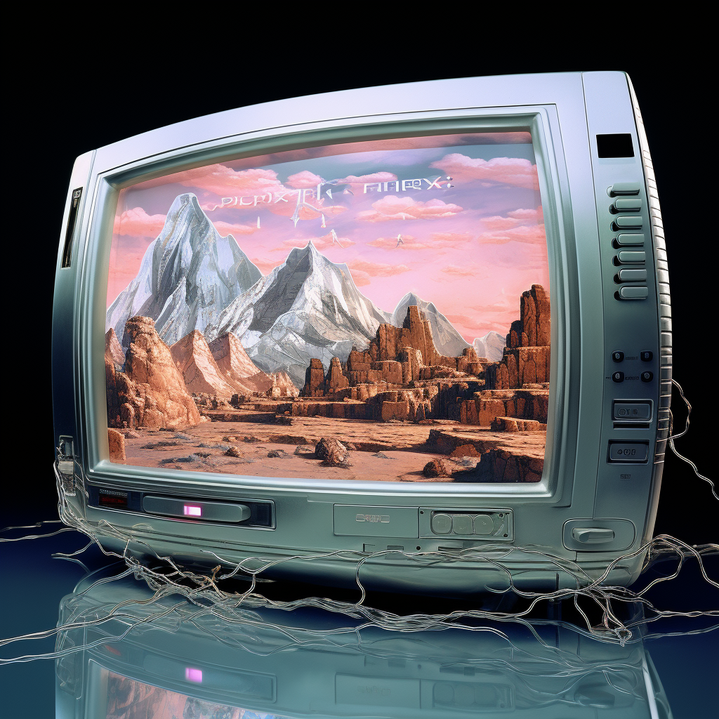 Image of Cyber Y2K Interface with Bones and Mountains