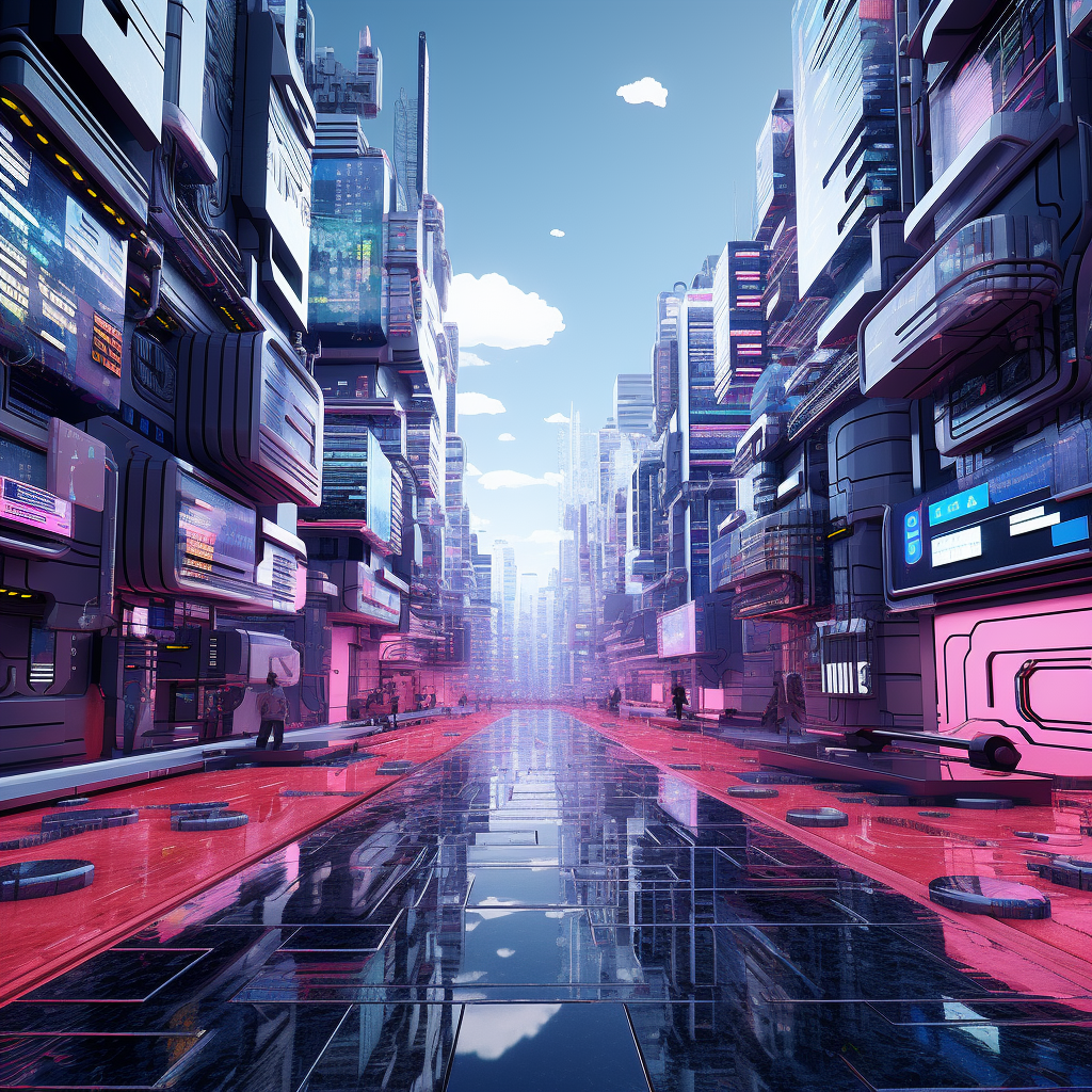 Abstract cyberpunk 3D render