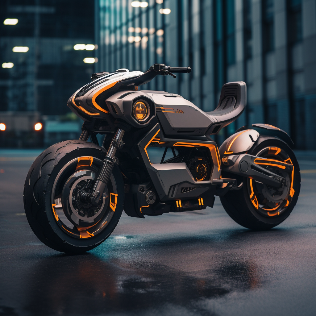 Cyberpunk retrofuture hydrogen motorcycle concept