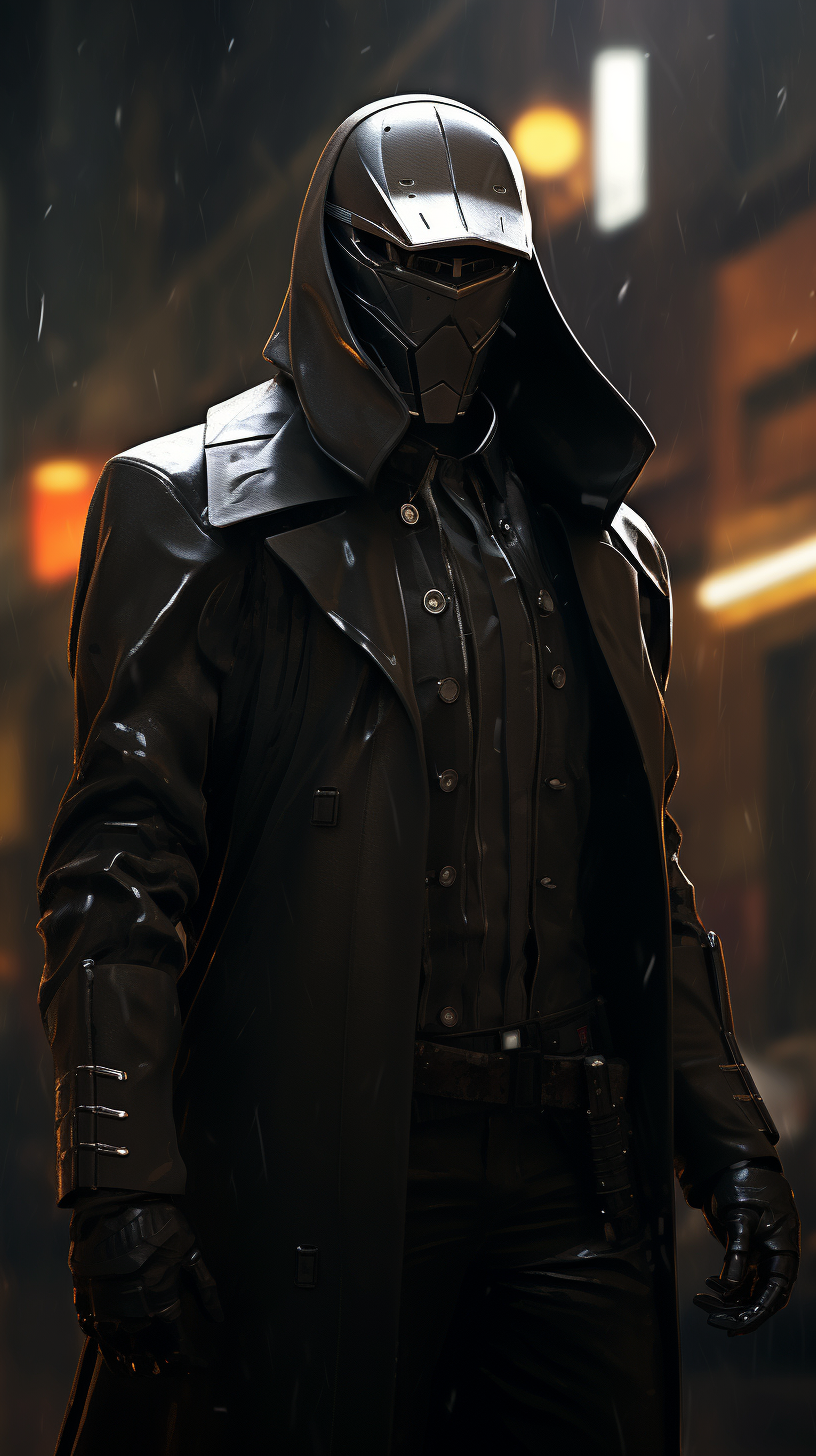 Cyberpunk RoboCop Black Armour Trench Coat