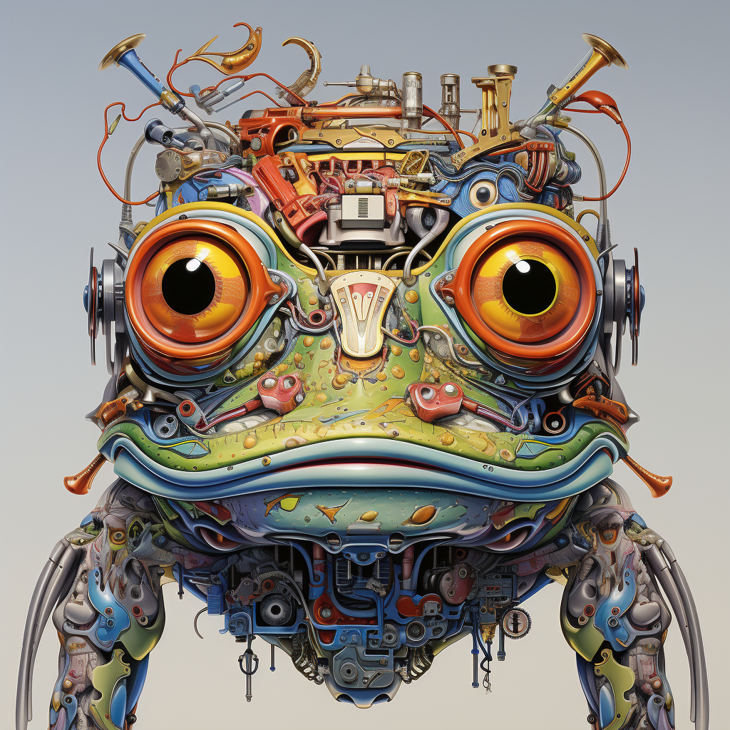 Cyborg Frog with Don Ed Hardy Art