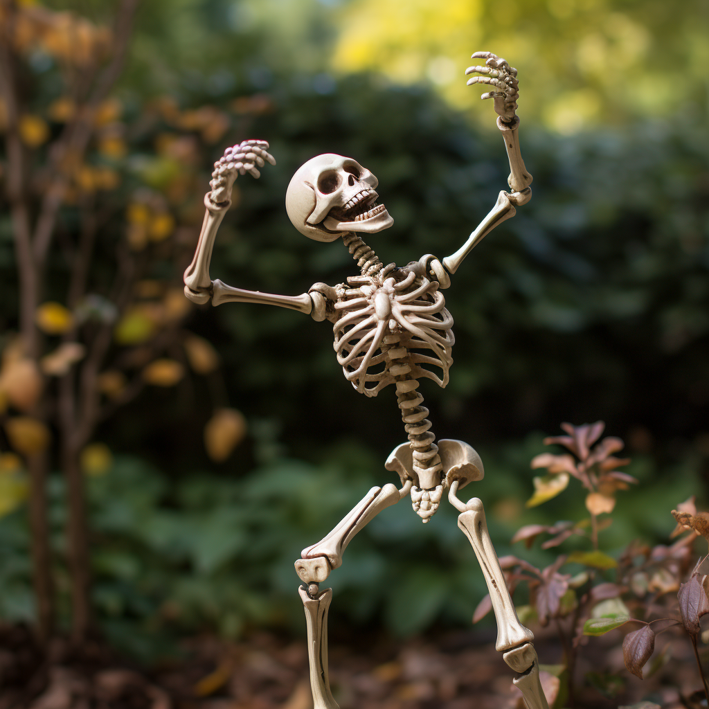 Dancing skeleton with friendly demeanor