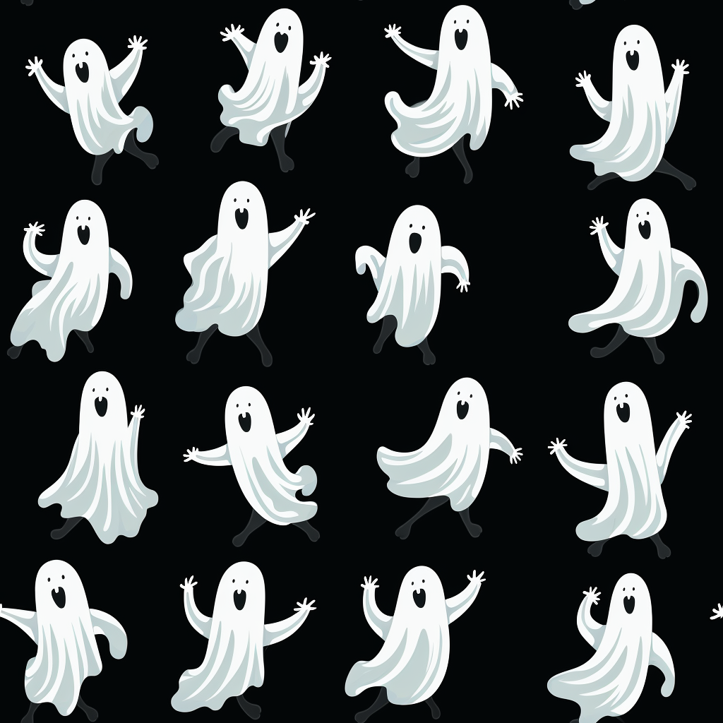 Cartoon ghosts dancing in different styles