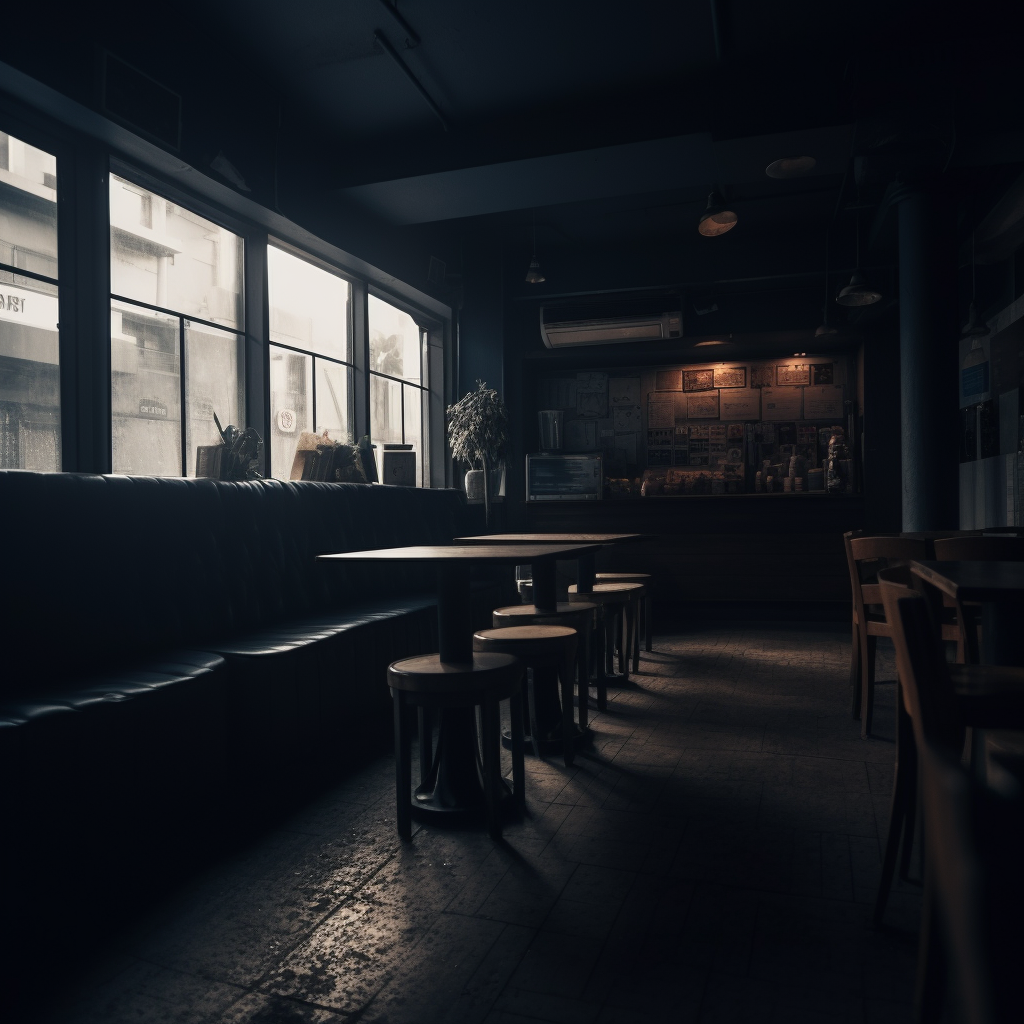 Dark empty cafe atmosphere