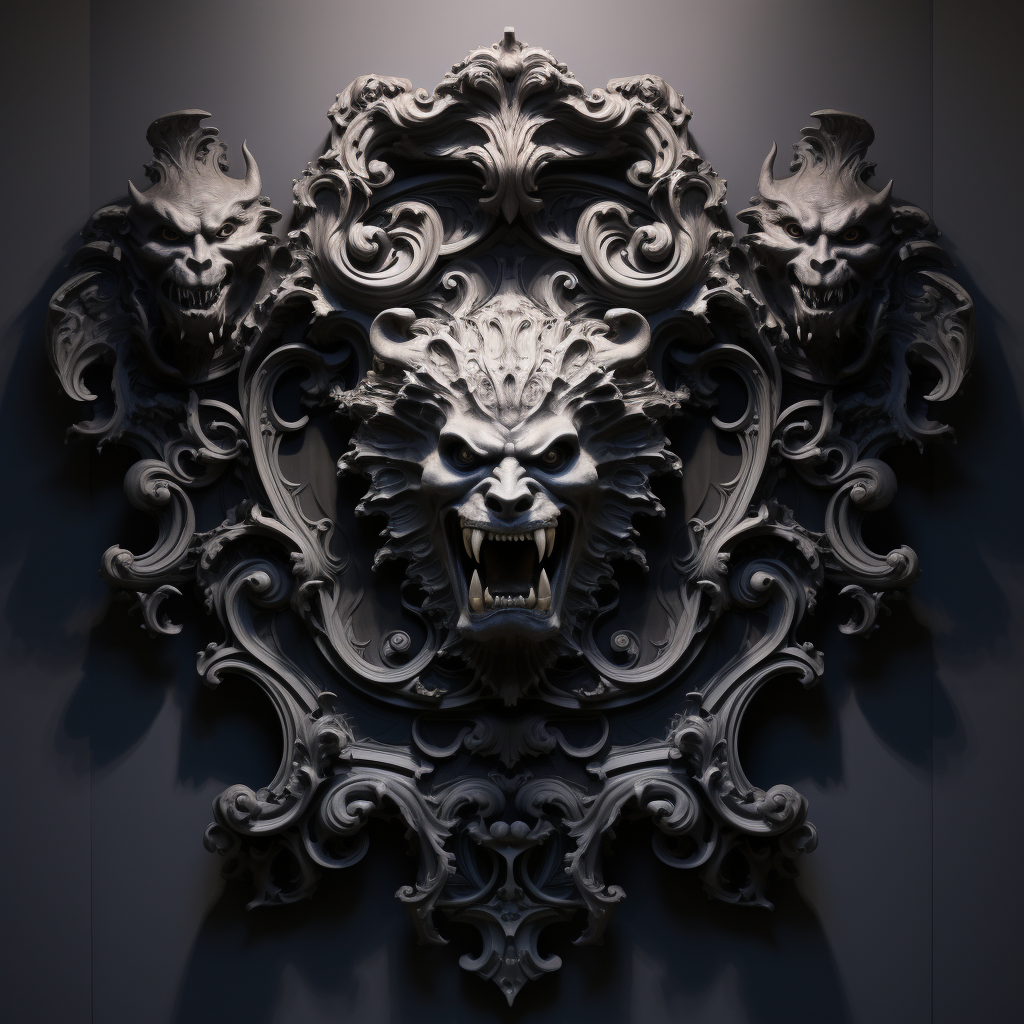 Baroque frame with gargoyle in a dark shape