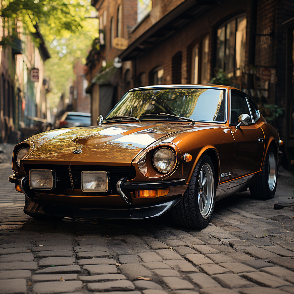 Artistic shadowy photo of 1976 Datsun 280z