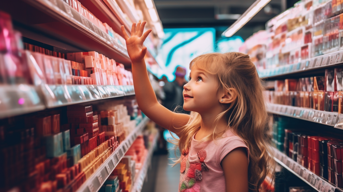 Daughter pointing at nail polish.