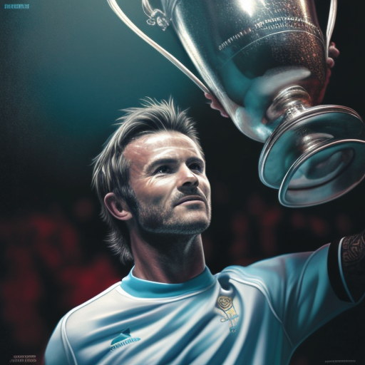 David Beckham lifting Champions League Cup at Old Trafford