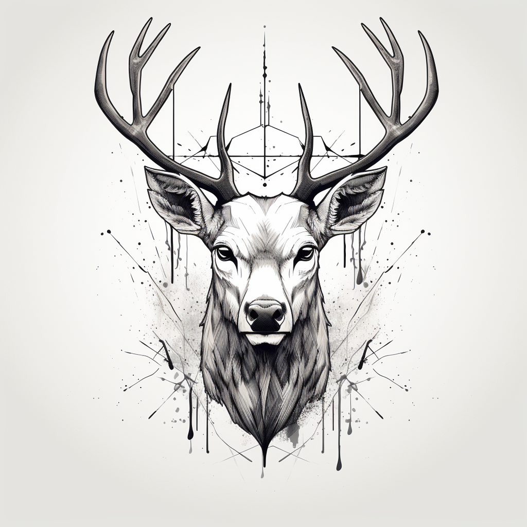 Minimalist deer illustration on black and white background