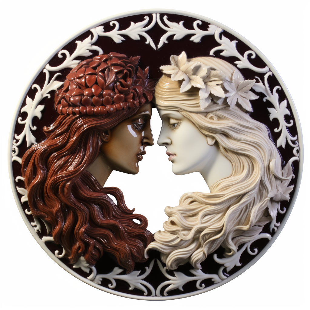 White and Dark-haired Women in Della Robbia Roundel