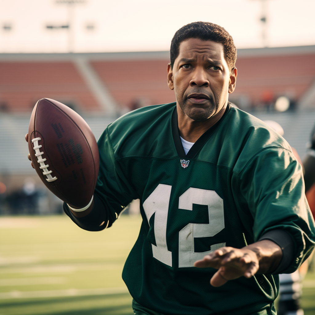 Denzel Washington scoring a touchdown