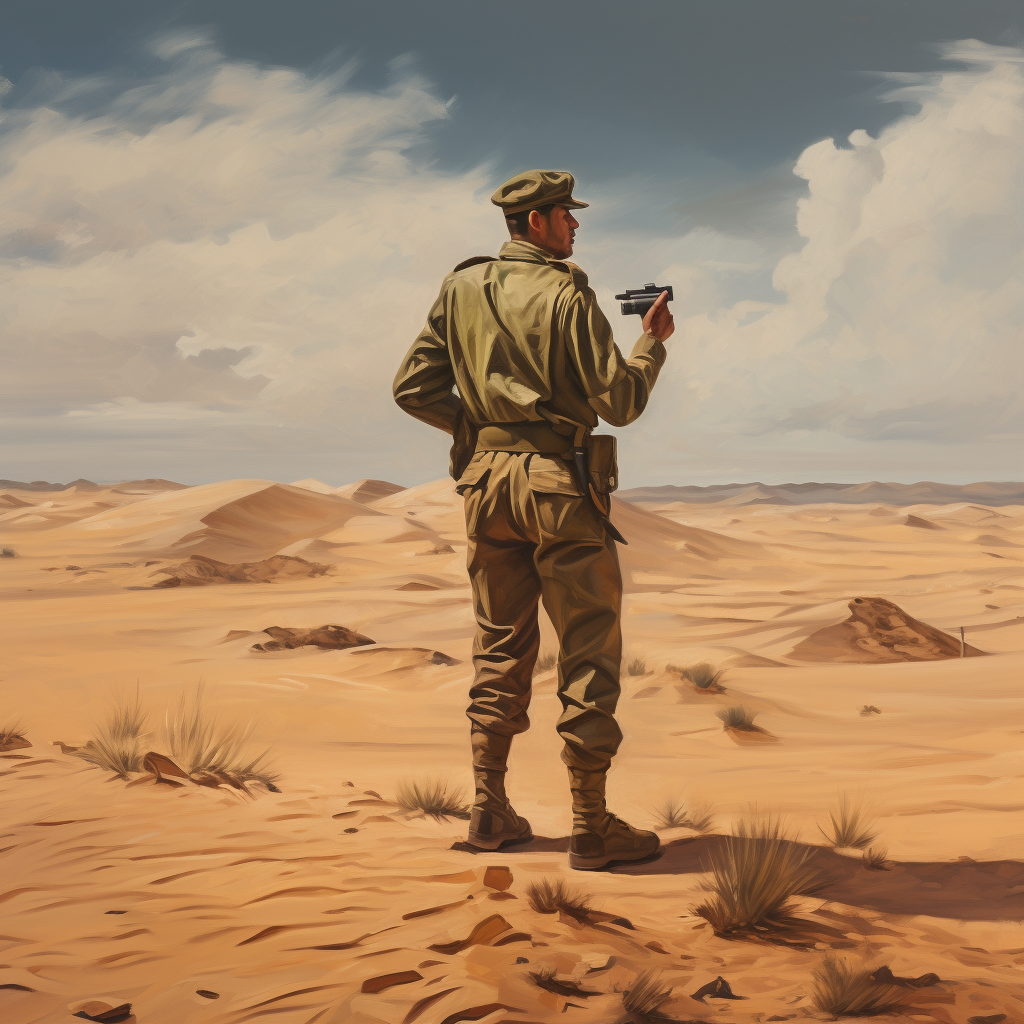 Army forward observer in the desert