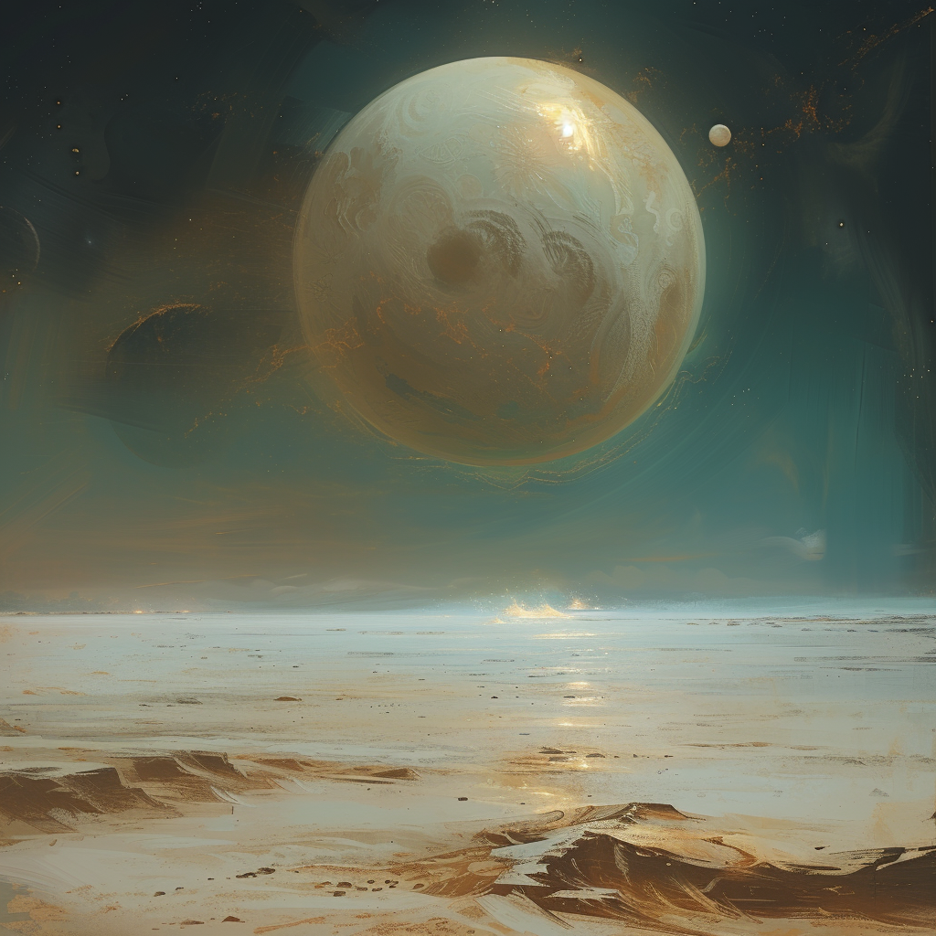 Desert Moon with Bronze Sand and Ice Giant