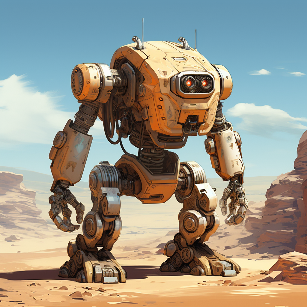 Concept art of desert repair robot