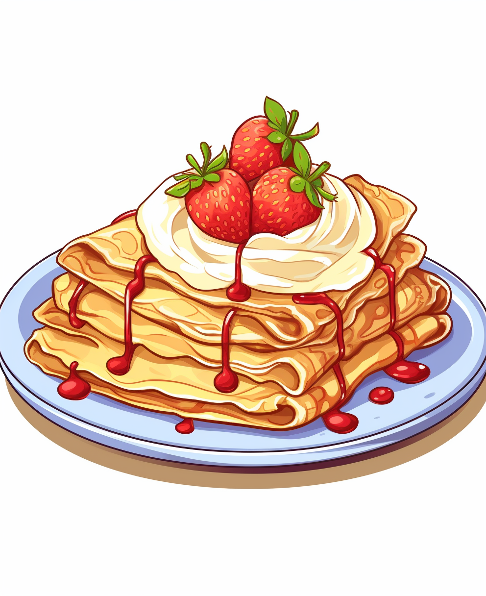 Cartoon-style Dessert Crepes Coloring Page