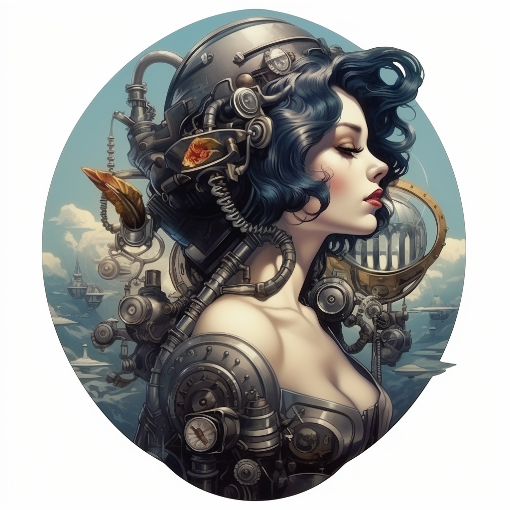 Dieselpunk tattoo on a flat surface