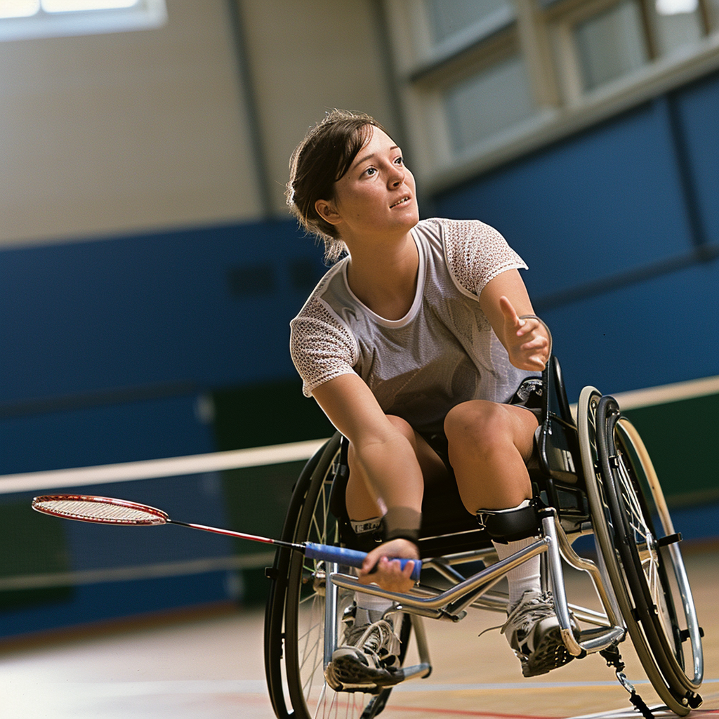 Disabled person playing badminton