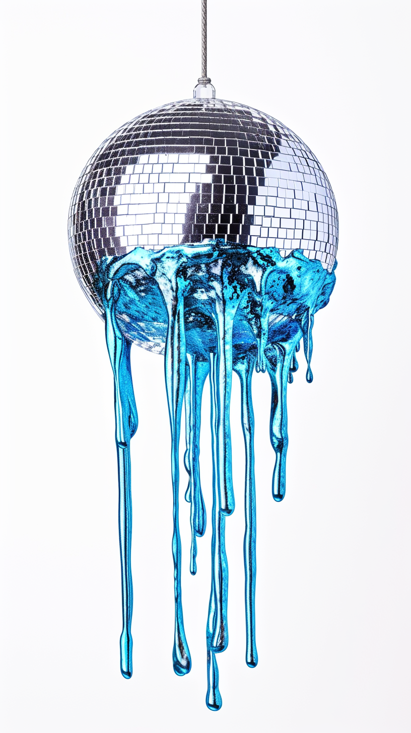 Disco ball with blue chrome slime