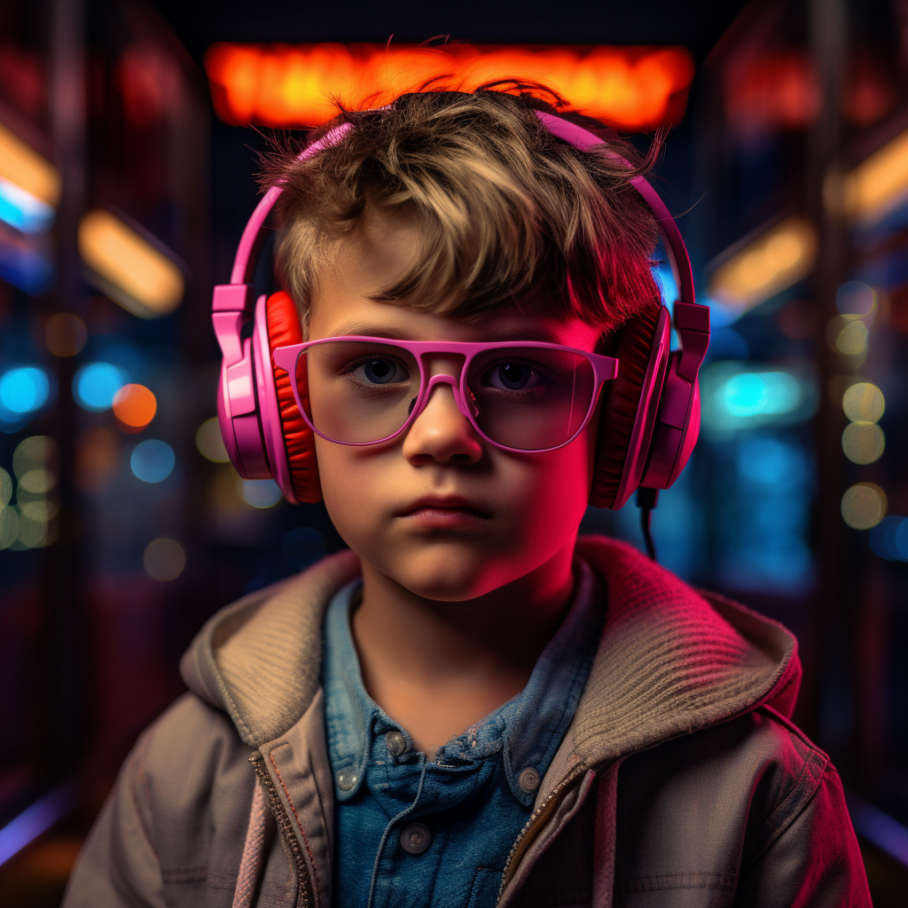 Portrait of Retrovawe Disco Kid with Headphones