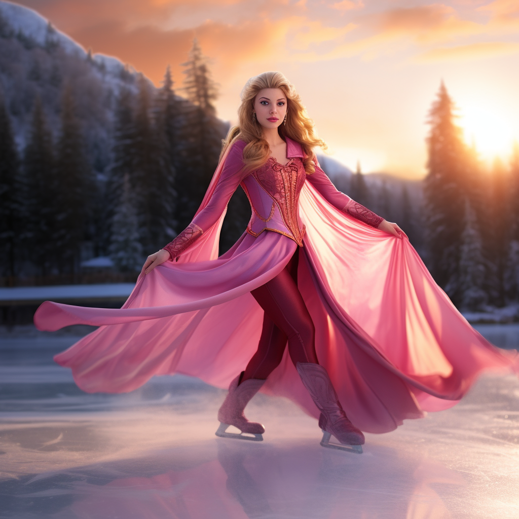 Disney Princess Aurora Ice Skating Frozen Lake