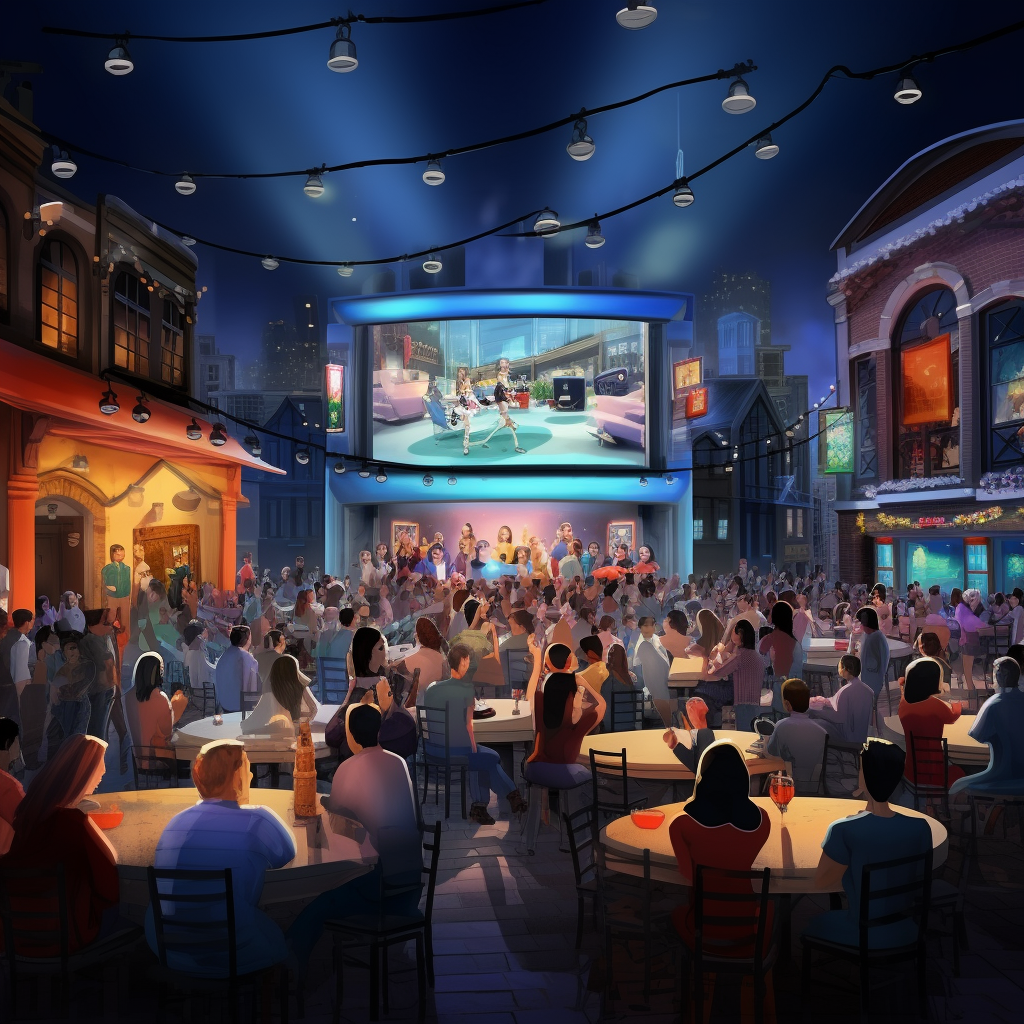 Disney Pixar show with people and stage lights