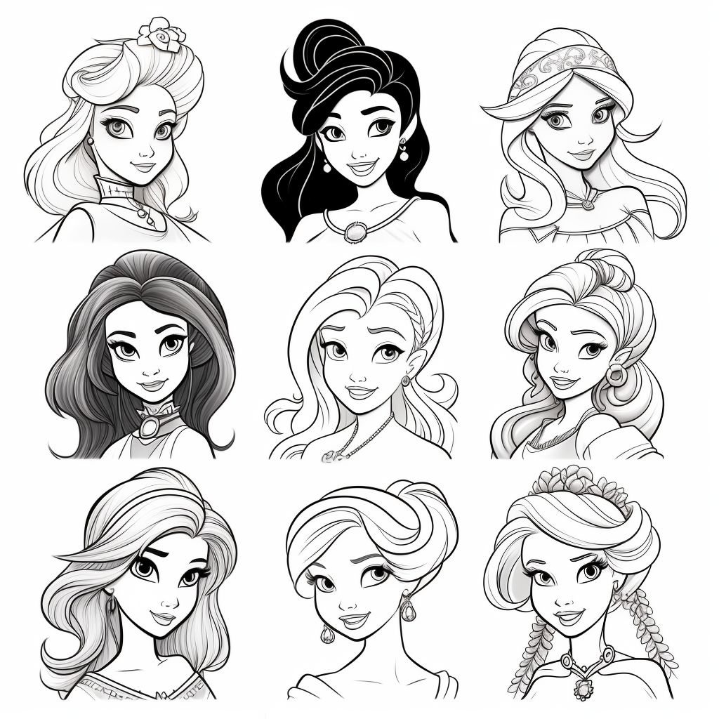 Coloring pages of Disney princesses