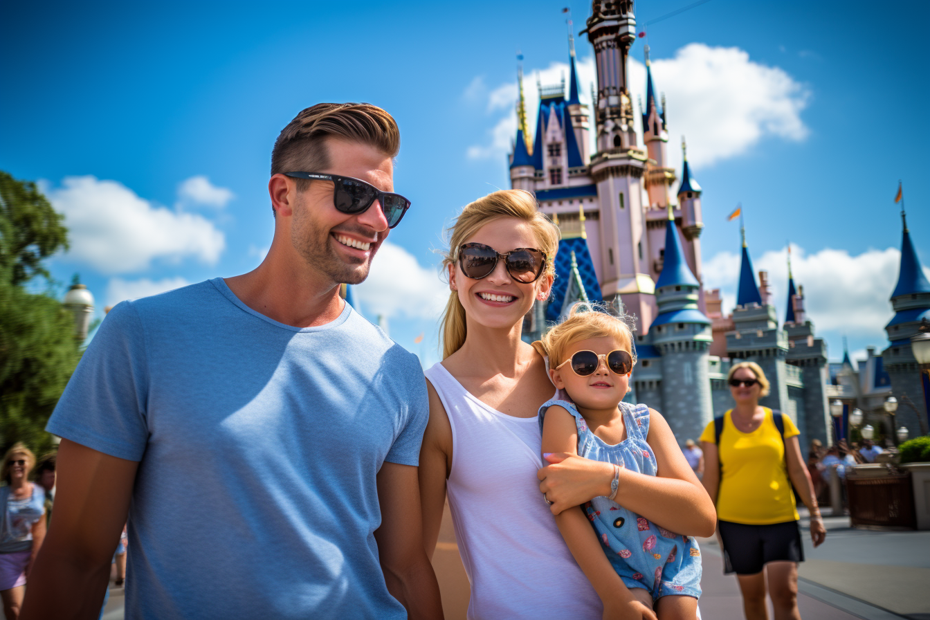 Happy family enjoying Disneyworld adventure