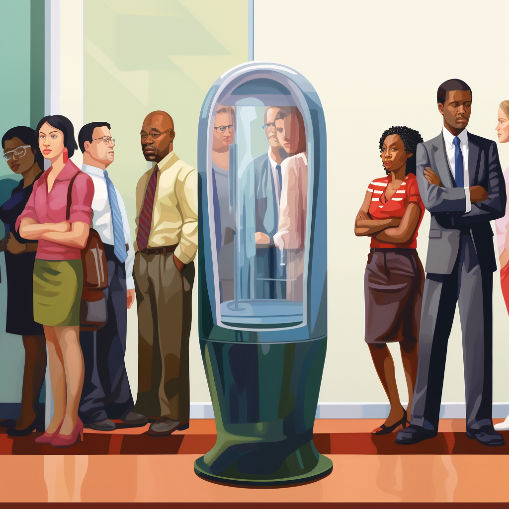 Group of people at office watercooler