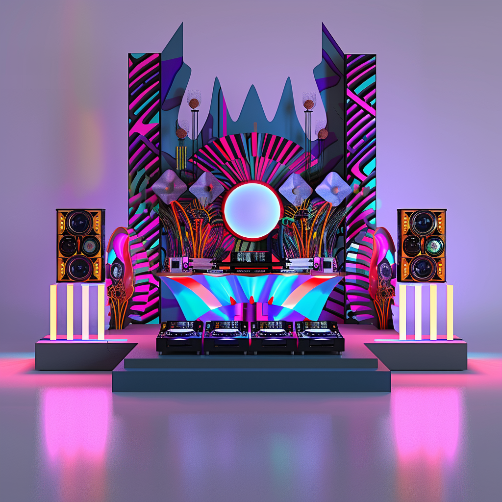 DJ stage event decorations speakers