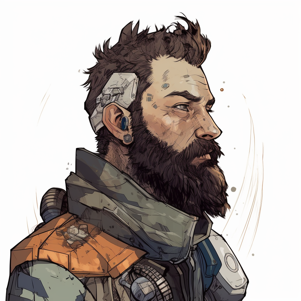 DND Character Cyber Punk Astronaut Portrait Bearded