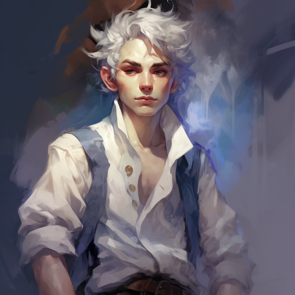 DND Male Air Genasi with Blue Skin