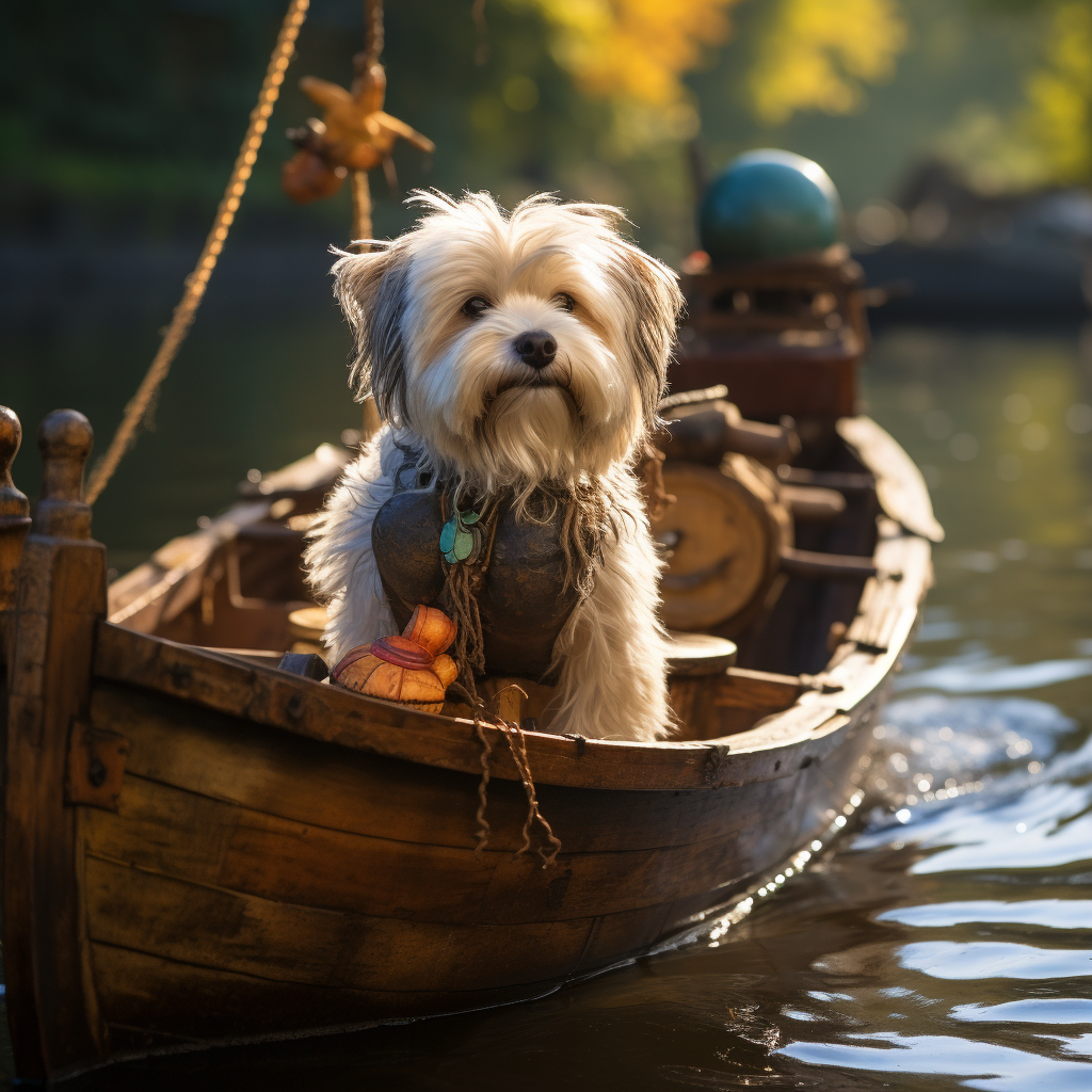 Cute dog on a boat