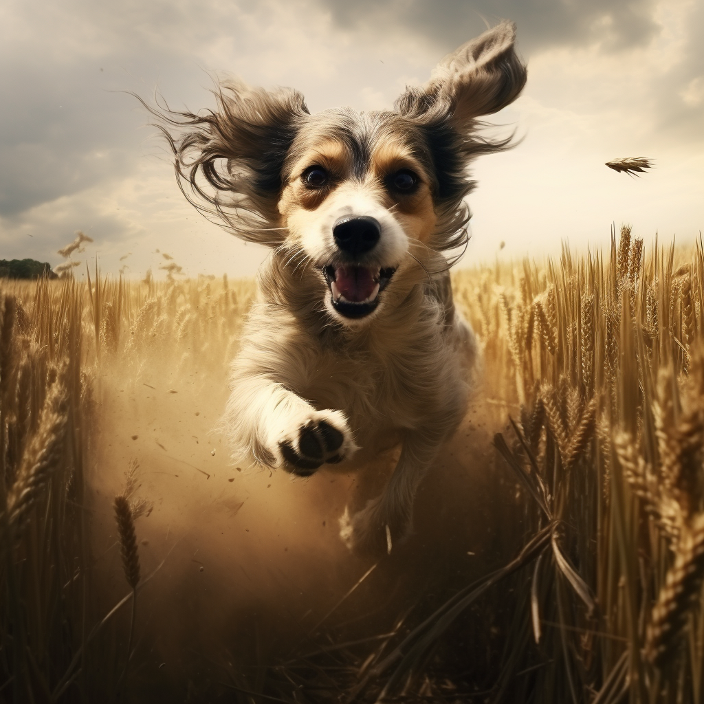 Dog running in field