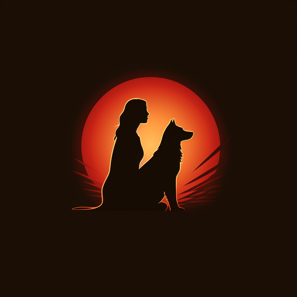 Woman and Dog Silhouette Logo