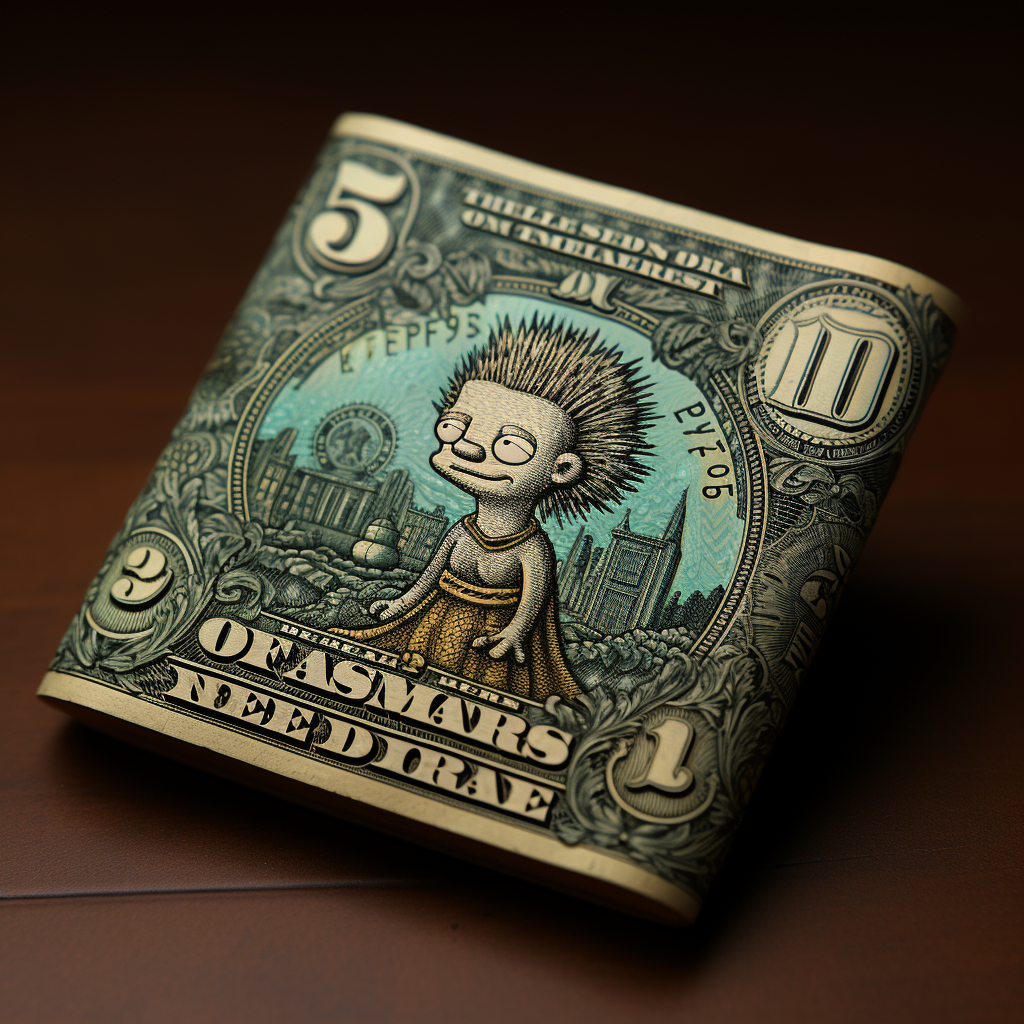 One dollar bill with Bart Simpson