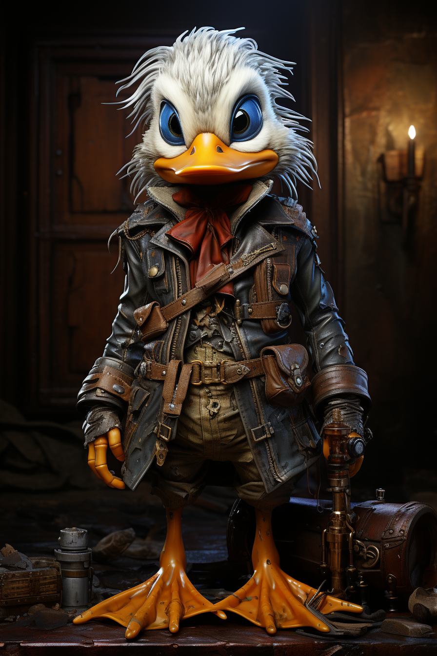 Donald Duck in glampunk attire