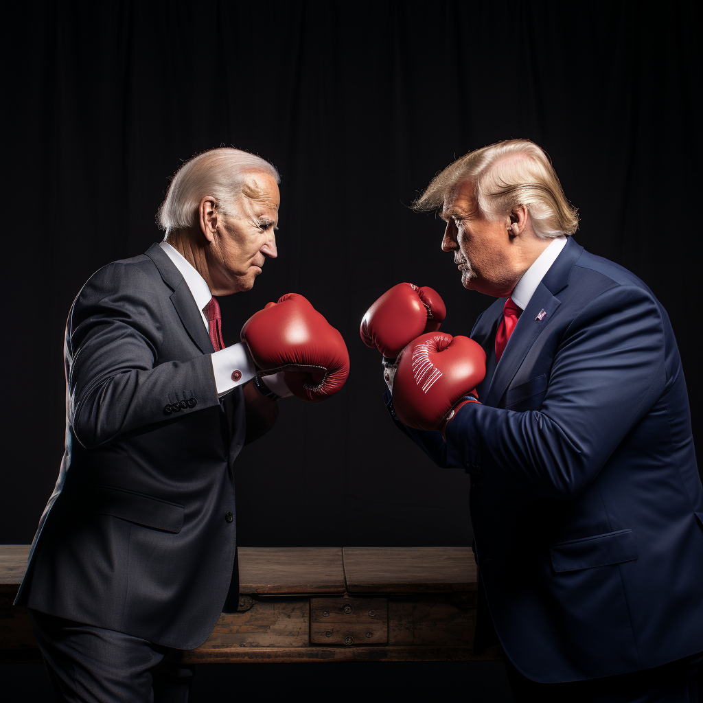 Trump and Biden boxing match