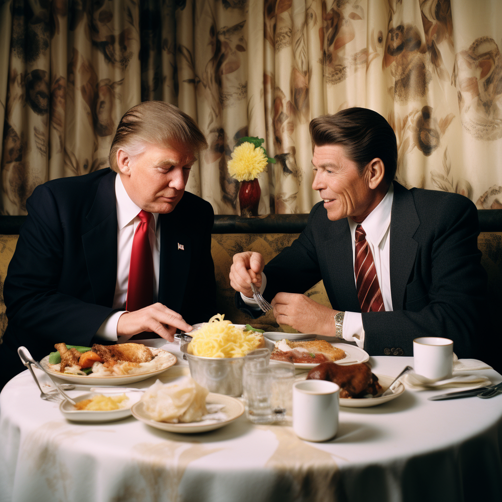 Donald Trump and Ronald Reagan having lunch