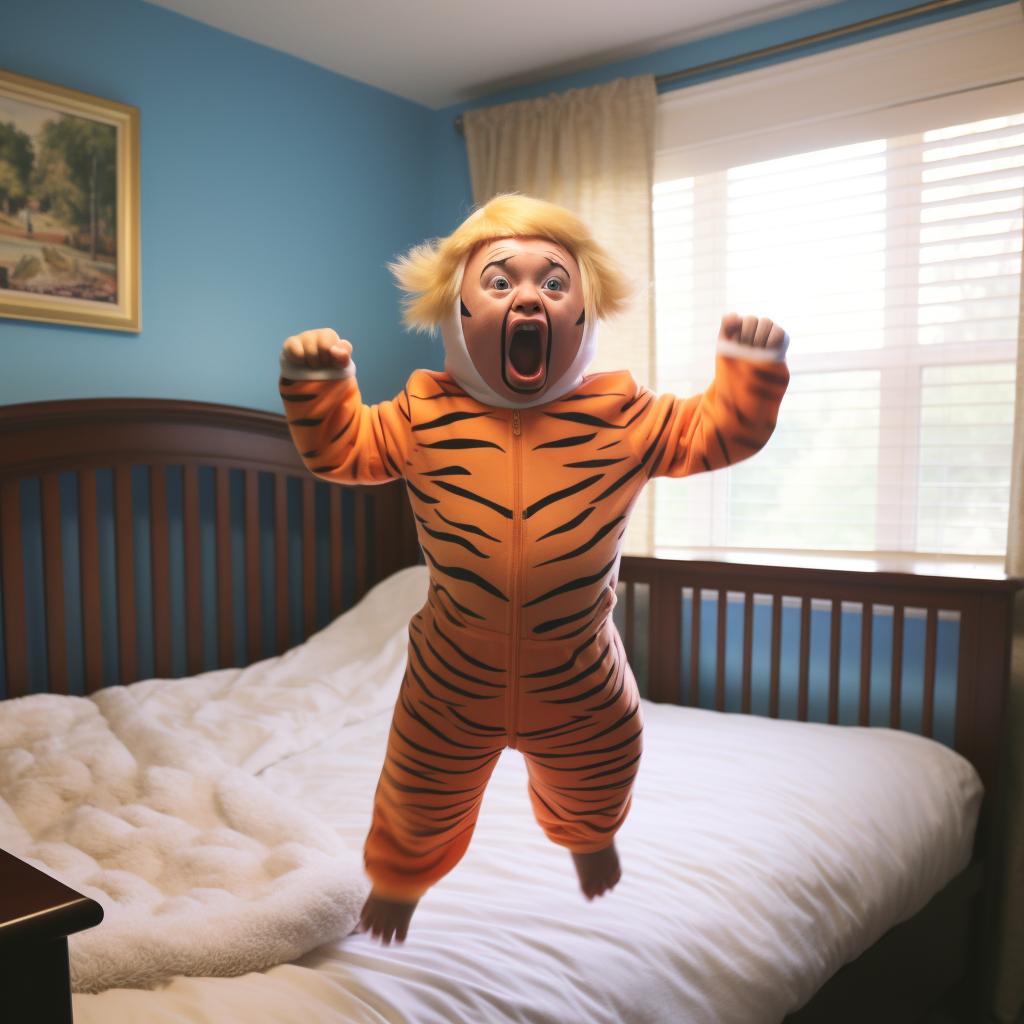 Donald Trump Tiger Onesie Jumping Crib