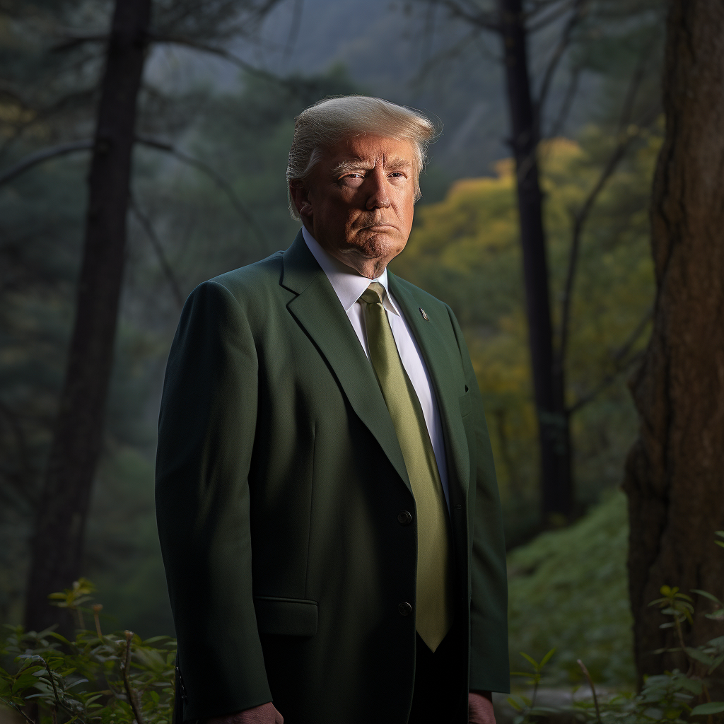 Portrait of Donald Trump in a forest