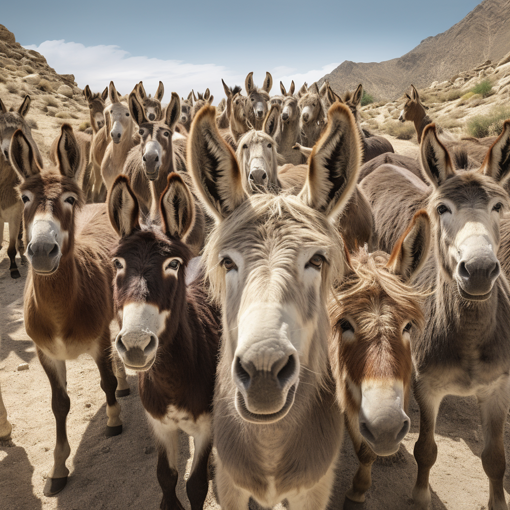 Group of donkeys making hilarious sounds