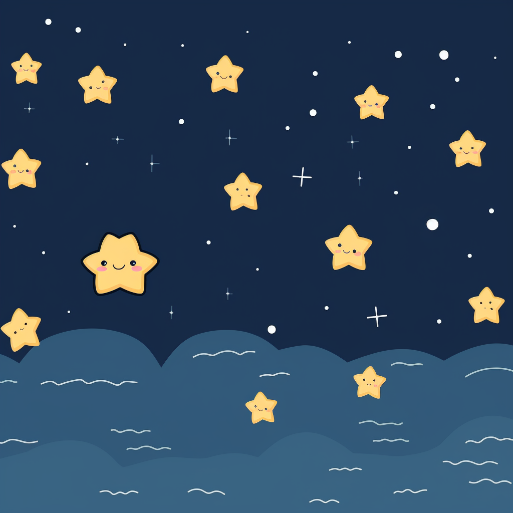 Cute cartoon stars in night sky