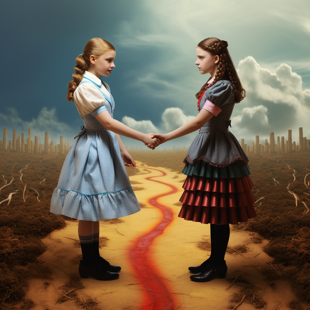 Dorothy and Alice shaking hands