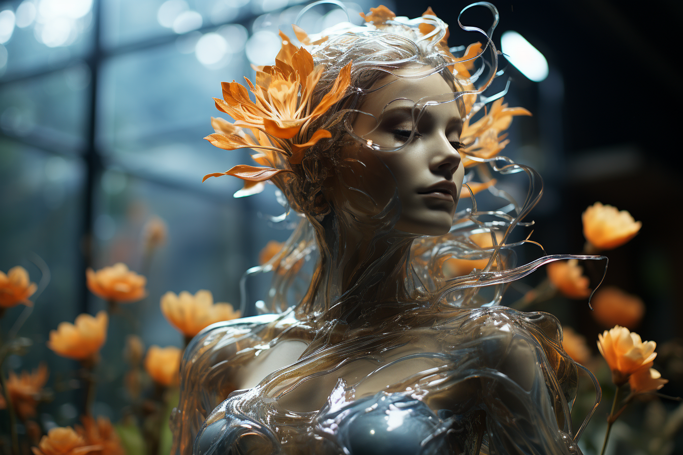 Beautiful double exposure showcasing alien and flower